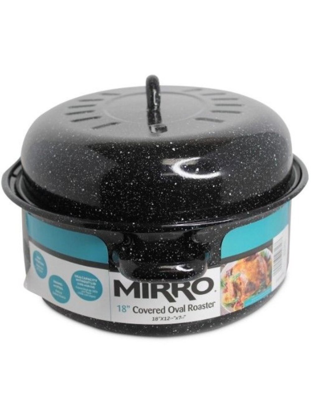 Mirro 7 Quart Enamel Steel Oval Roaster Dutch Oven Black Size OS Defected